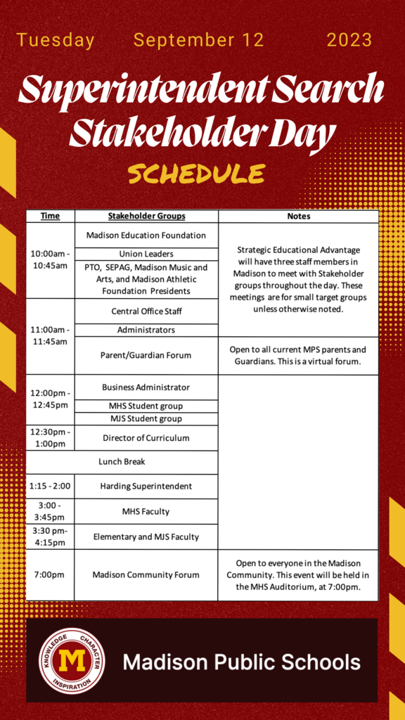 stakeholder schedule